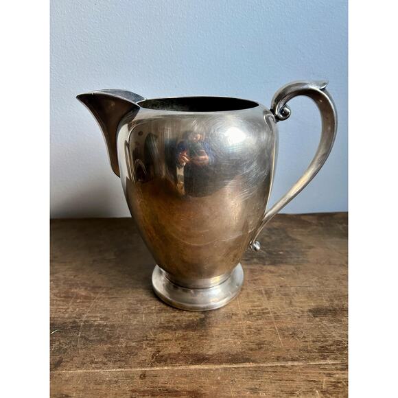 Vintage Silver Plated Pitcher with Patina | | Farmhouse Decorative Vase - Picture 4 of 8
